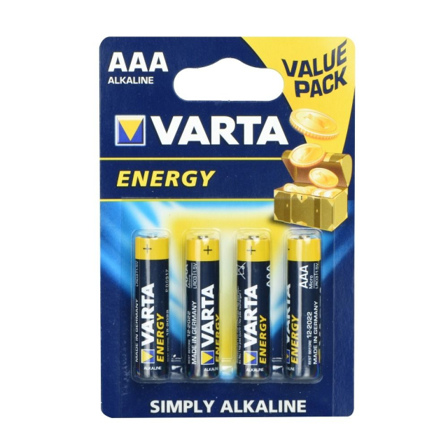 Alkalická baterie VARTA R3 (AAA) Energy, 4 ks