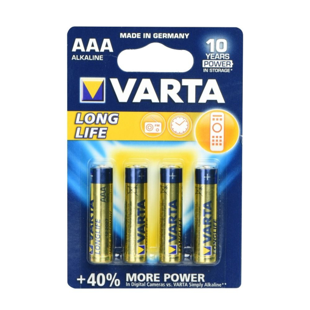 Alkalická baterie VARTA R3 (AAA) Longlife, 4 ks