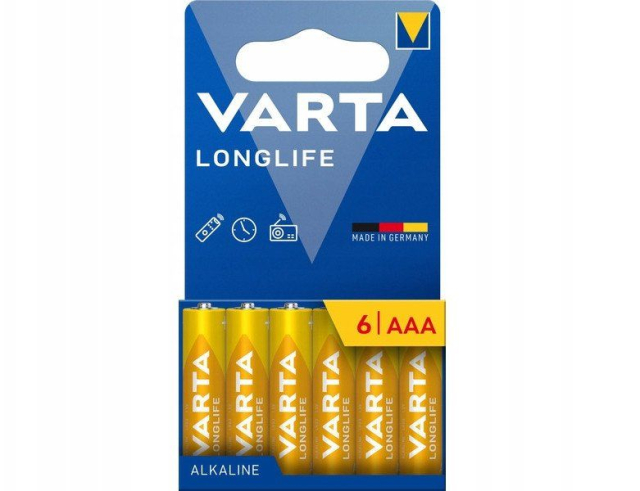 Alkalická baterie VARTA R3 (AAA) Longlife, 6 kusů