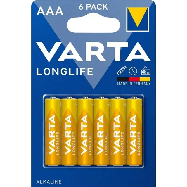Alkalická baterie VARTA R3 (AAA) Longlife, 6 kusů