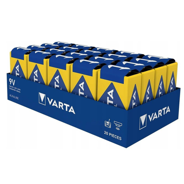 Alkalická baterie VARTA R9 (6LR61) 9 V Industrial Pro, 20 ks