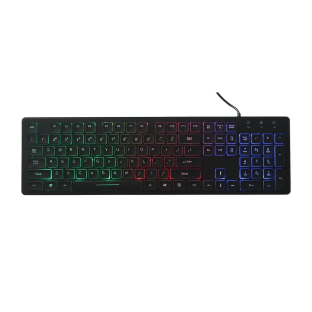 ART drátová klávesnice USB A, rozložení QWERTY, podsvícená, tenká, AK-20, černá