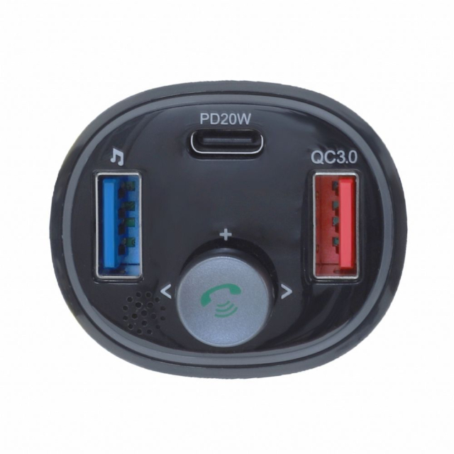 ART vysílač FM Bluetooth 5.0 + USB-A QC3.0 + Typ C (celkem 30 W) FM-73 černý