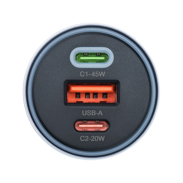 Autonabíječka Forcell F-Energy Alu 2 x USB-C + USB-A, QC 4.0, PD, SFC 2.0, 4,5 A, 65 W, šedá