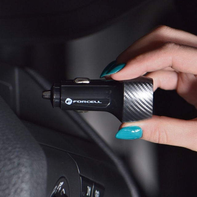 Autonabíječka Forcell F-Energy Carbon USB-C QC3.0 PD 3A 20W CC50-1C černá