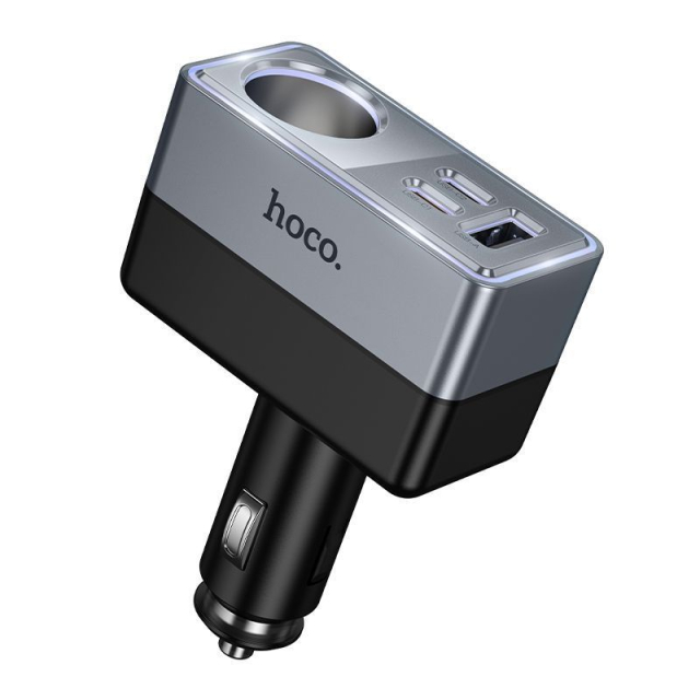 Autonabíječka Hoco 1x USB-A + 2x USB-C + 1x zásuvka do zapalovače, PD, QC3.0, max. 165 W/24 V, Z65A, černá