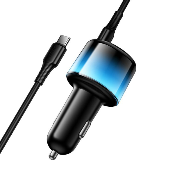 Autonabíječka Hoco USB-A + 2x USB-C PD QC3.0 37 W + kabel USB-C na C Z69A, černá