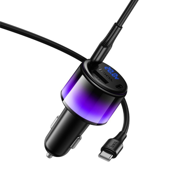 Autonabíječka Hoco USB-A + 2x USB-C PD QC3.0 57 W s kabelem USB-C na USB-C Z69B, černá