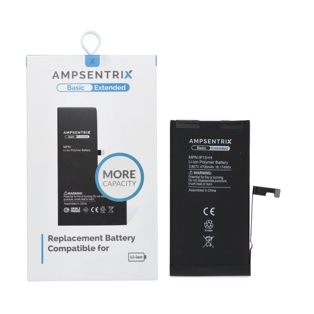 Baterie AmpSentrix Basic pro iPhone 15 Plus (vysoká kapacita 4700 mAh)