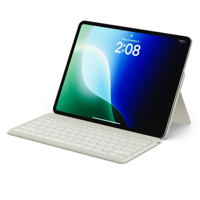 Bezdrátová klávesnice se stojánkem pro smartphone/tablet, rozložení QWERTY, Satechi Onthego, barva: písková