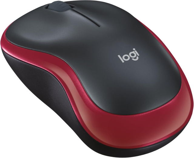 Bezdrátová myš Logitech 2,4 GHz, 1000 dpi, M185, červená