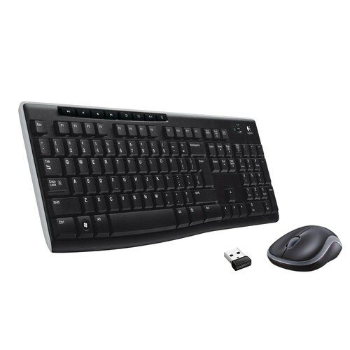 Bezdrátová sada klávesnice QWERTY + myš Logitech MK270, černá