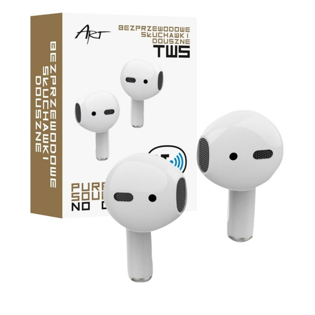Bezdrátová sluchátka Art TWS + dokovací stanice Lightning AP-TW-B1, bílá