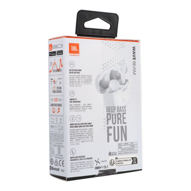 Bezdrátová sluchátka JBL IP54 IPX2 Wave Beam, bílá