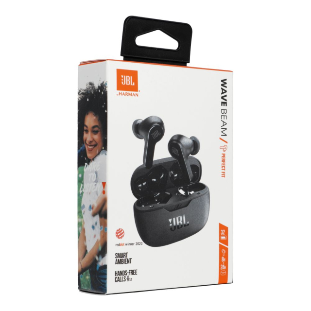 Bezdrátová sluchátka JBL IP54 IPX2 Wave Beam, černá
