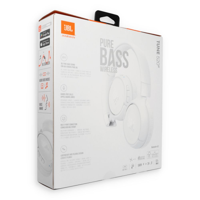 Bezdrátová sluchátka JBL Tune 520BT, bílá