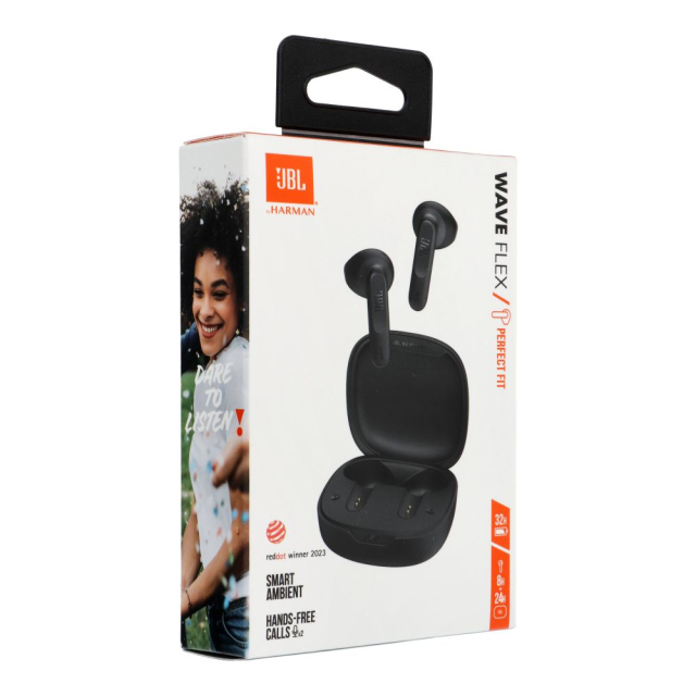 Bezdrátová sluchátka JBL Wave Flex JBLWFLEXBLK, černá