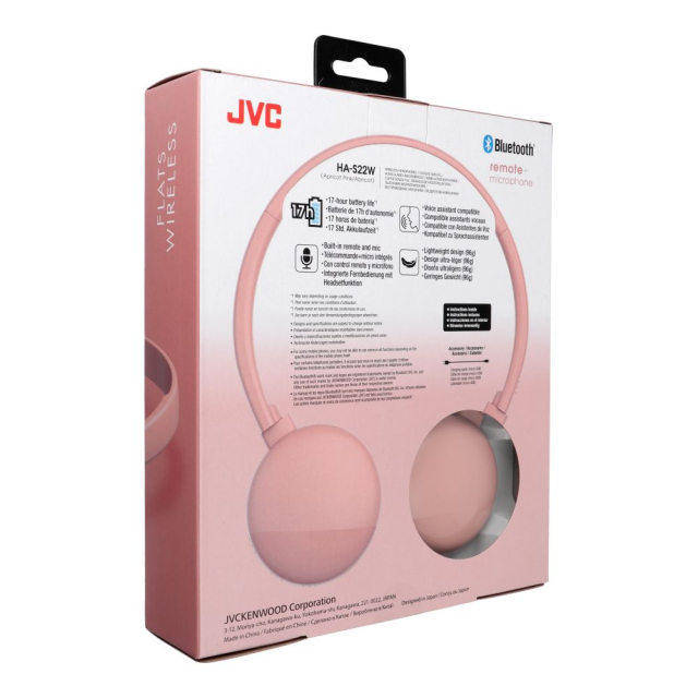 Bezdrátová sluchátka JVC HA S22W, růžová