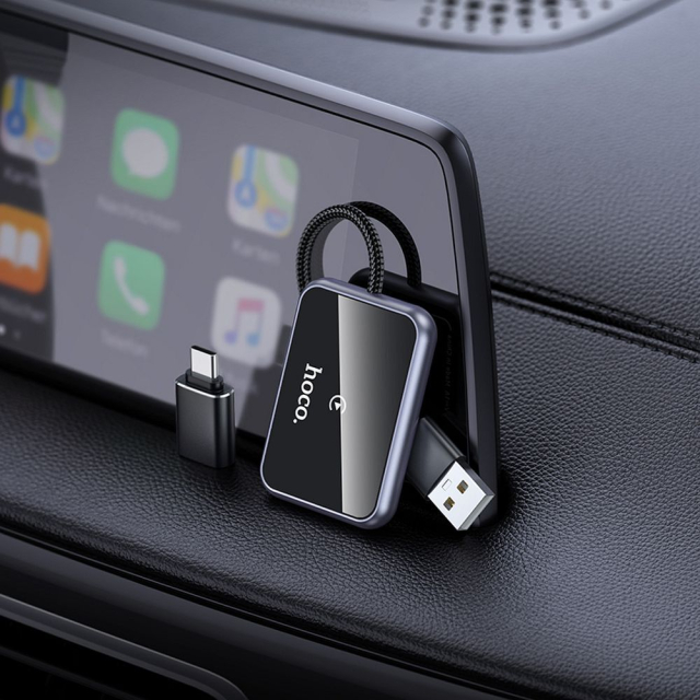 Bezdrátový adaptér CarPlay Hoco USB A / USB C HU1, černý