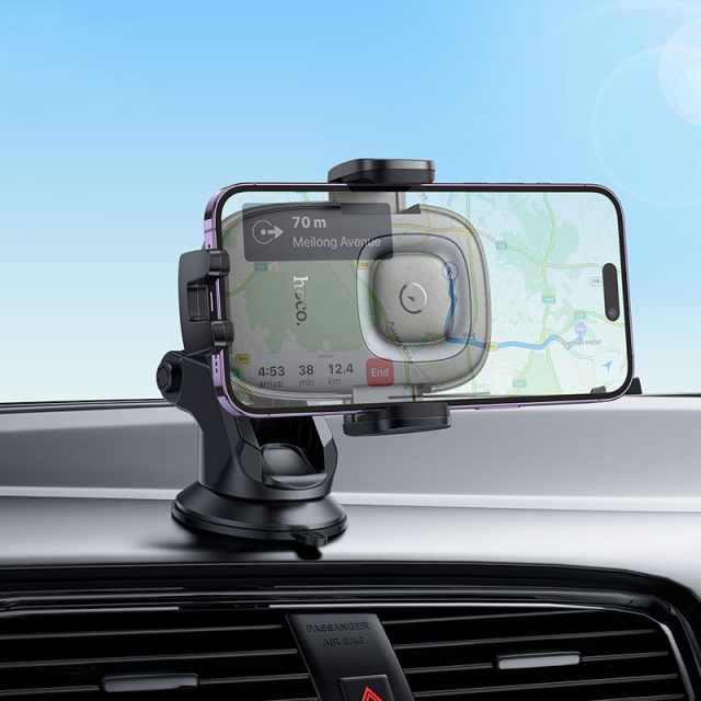 Bezdrátový držák na mobil do auta Hoco 15 W na palubní desku HW32, černý