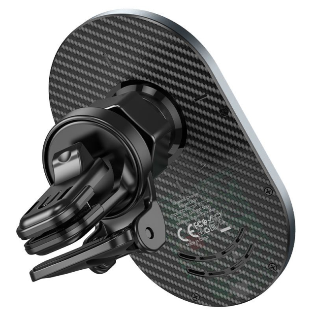 Bezdrátový držák na mobil do auta kompatibilní s Magsafe, Hoco 15 W, na ventilaci, CA91, šedý