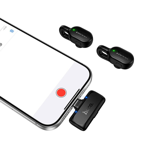 Bezdrátový klopový mikrofon USB-C Hoco L27, černý