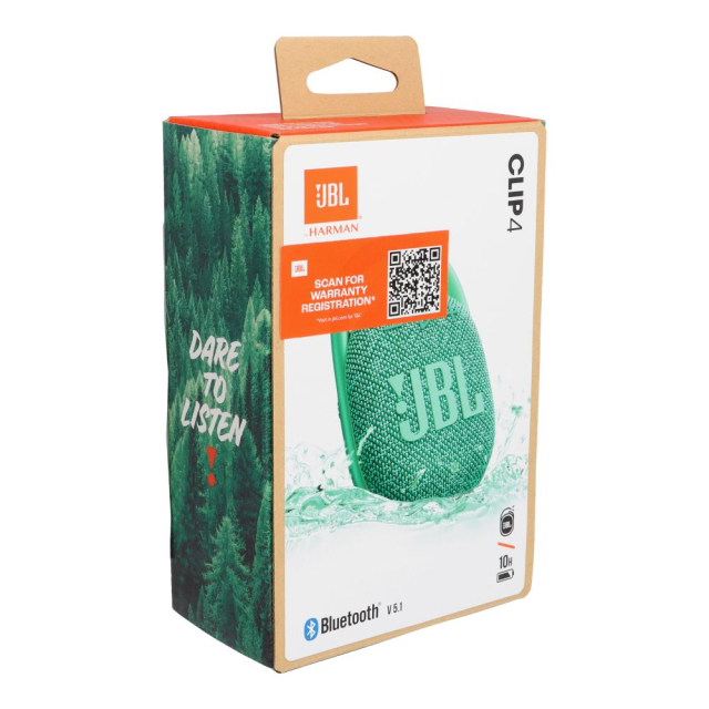 Bezdrátový reproduktor 5 W, 10 hodin, JBL CLIP 4 ECO, zelený