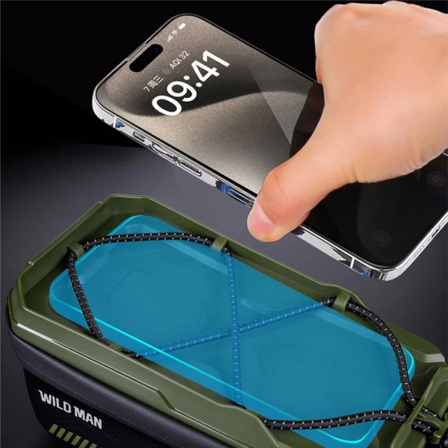 Cestovní taška WILDMAN na rám kola se zipem, objem 1 l (4"–7"), model GX220X, zelená