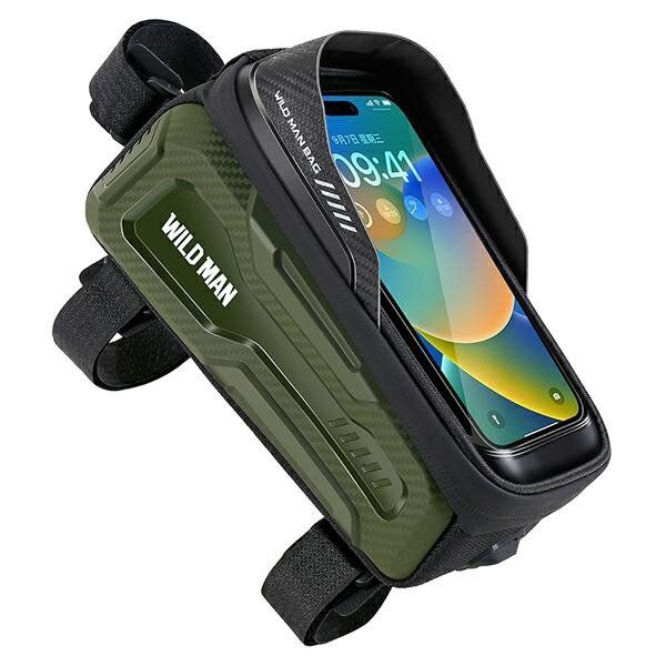 Cestovní taška WILDMAN na rám kola se zipem, objem 1 l (4"–7"), velikost M20, zelená
