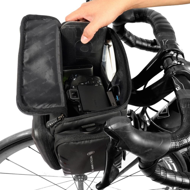 Cestovní taška WILDMAN na řídítka kola se zipem GS6 4 l (4"–7") černá