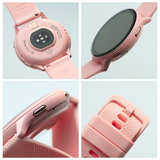 Chytré hodinky TITMO O-200 (GPS, AMOLED, volání přes Bluetooth, silikonový řemínek) růžové