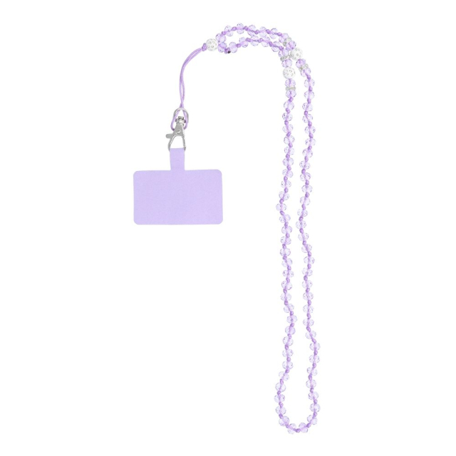 CRYSTAL DIAMOND Šňůrka na telefon, přívěsek na telefon / délka šňůrky 74 cm (37 cm v smyčce) / na krk – fialová