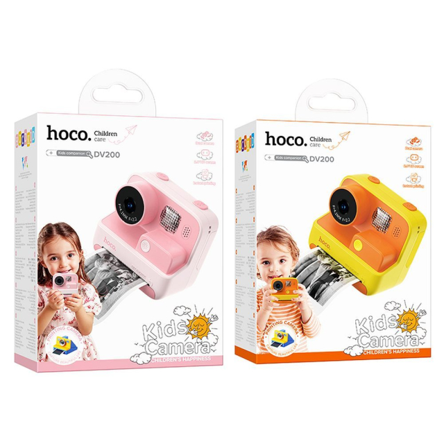 Digitální dětský fotoaparát s tiskárnou Hoco 1 MP, 2,0", HD Ready, DV200, žlutý
