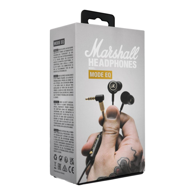 Drátová sluchátka s konektorem 3,5 mm Marshall EQ, černá se zlatými prvky