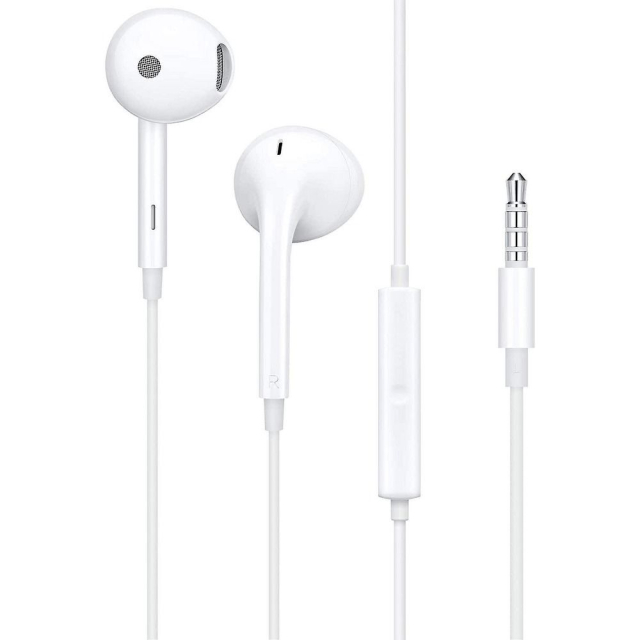 Drátová sluchátka s konektorem 3,5 mm Oppo MH156, volně balená, bílá