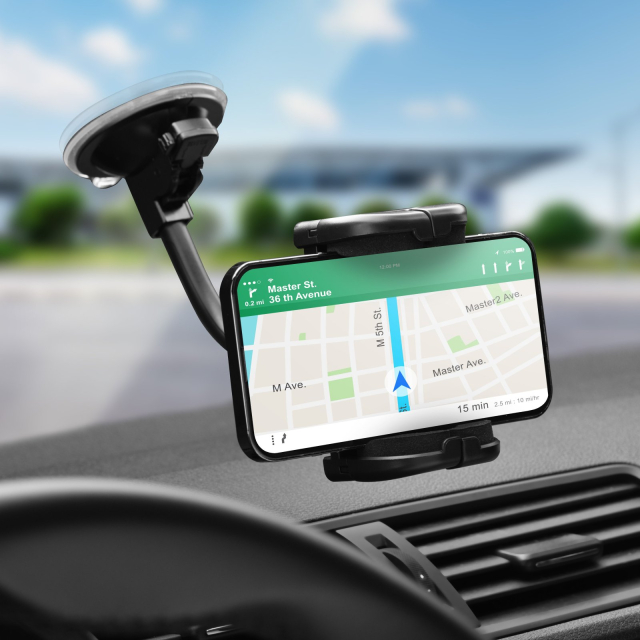 Držák na mobil do auta Forcell F-Grip Regular 17 cm na čelní sklo / palubní desku / větrací mřížku, černý