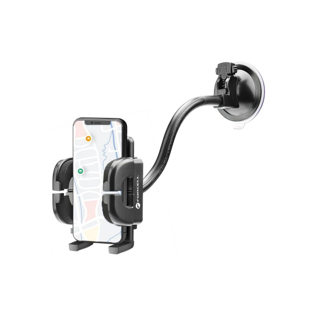 Držák na mobil do auta Forcell F-Grip Regular 27 cm na čelní sklo / palubní desku / větrací mřížku, černý