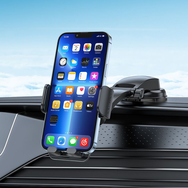 Držák na mobil do auta Hoco na čelní sklo / palubní desku CA118, černý