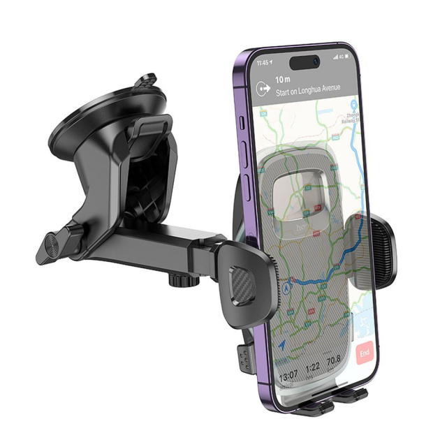 Držák na mobil do auta Hoco na čelní sklo / palubní desku H15, černý