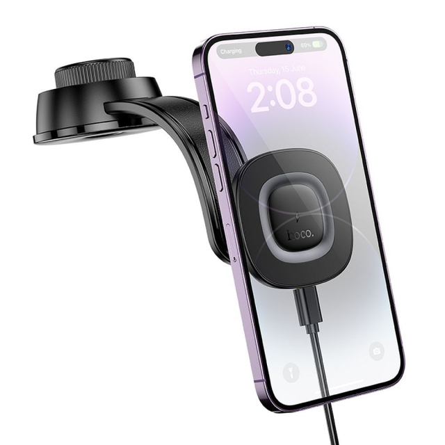 Držák na mobilní telefon do auta Hoco 15 W na palubní desku HW31, černý