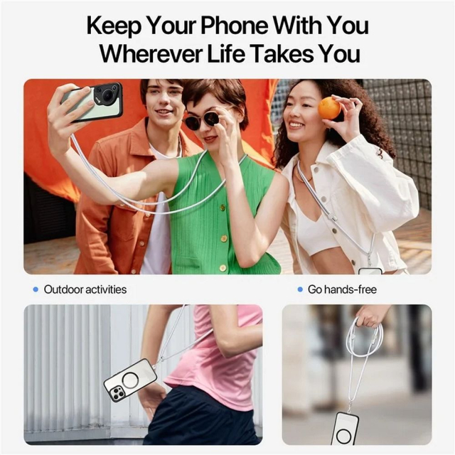 DUX DUCIS Plaz – popruh přes rameno na telefon – šedý