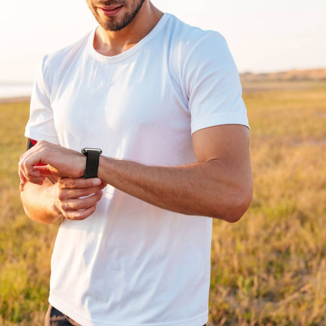 DUX DUCIS řemínek MIXTURE II, pružný, pletený, pro Apple Watch 42 / 44 / 45 mm, černý