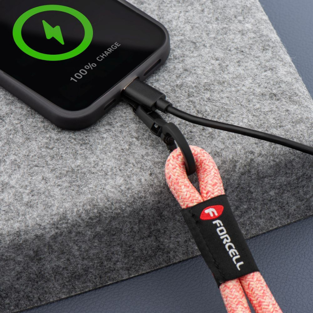 FORCELL F-DESIGN R10X40 šňůrka na zápěstí k mobilnímu telefonu s nastavitelnou délkou (max. 20 cm v smyčce), růžová a bílá