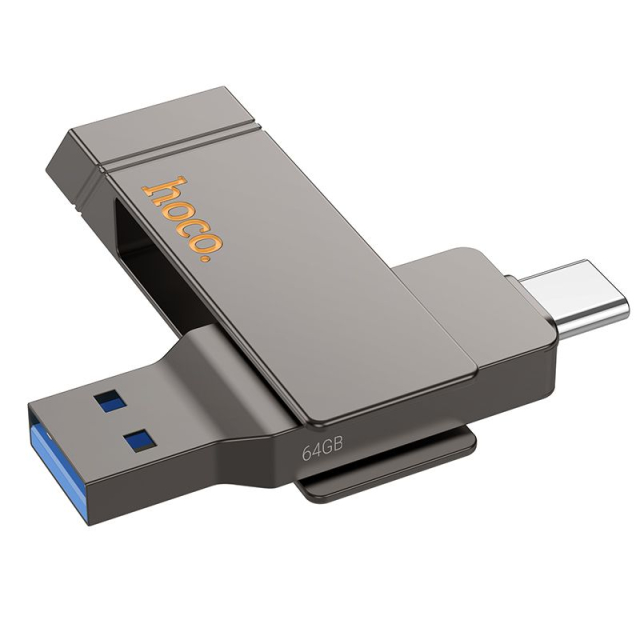 Hoco UD15 64 GB USB 3.2 (USB-A + USB-C) šedá