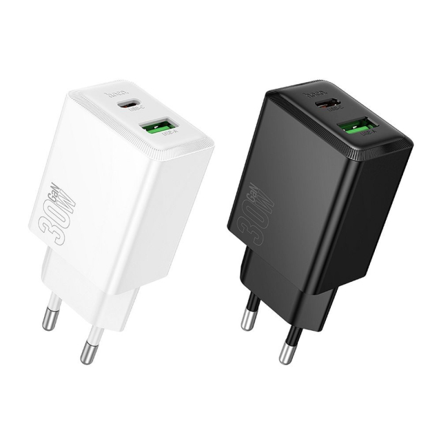 Hoco USB A + USB C QC3.0 PD AFC 3A 30W N71 černá nabíječka na telefon