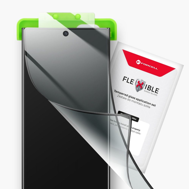 Hybridní sklo pro iPhone 16 PRO / 17 / 18 Forcell Flexible 5D, černé