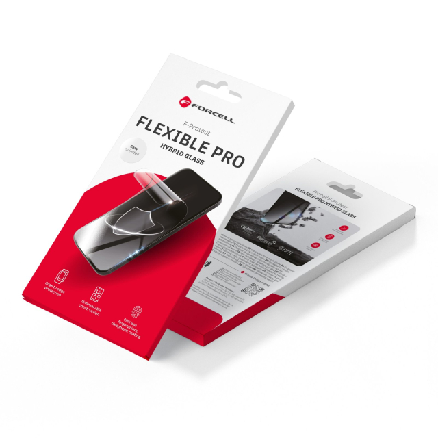 Hybridní sklo pro iPhone 16 PRO MAX Forcell Flexible 5D, černé