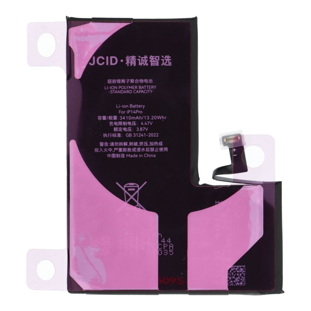 JCID – testovaná (použitá) baterie pro iPhone 14 Pro, 3410 mAh (vysoká kapacita)