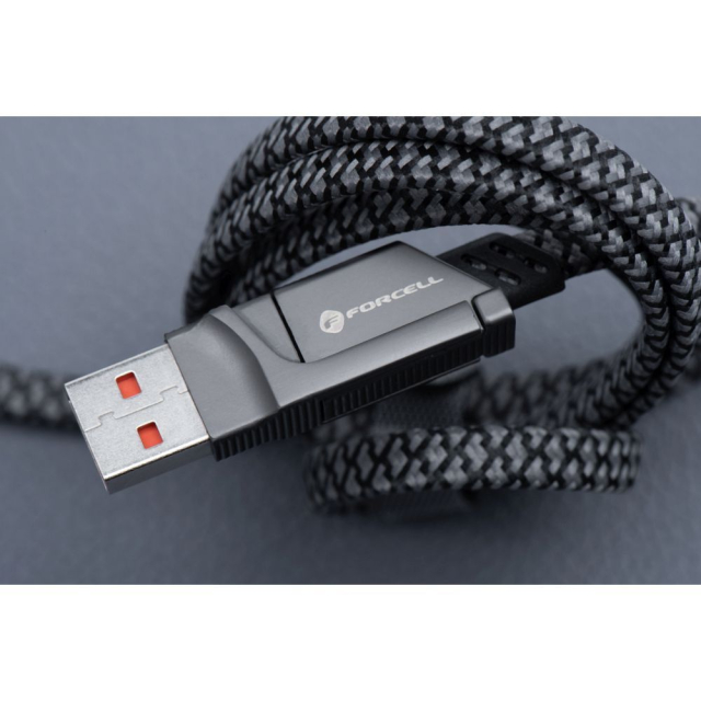 Kabel 4 v 1 USB-C / USB-A na USB-C / Lightning Forcell F-Energy QC PD 3 A 60 W 1 m C241 chrom