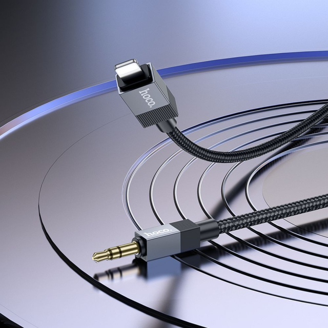 Kabel AUX jack 3,5 mm (samec) na Lightning (samec) Hoco 1 m UPA32A černý